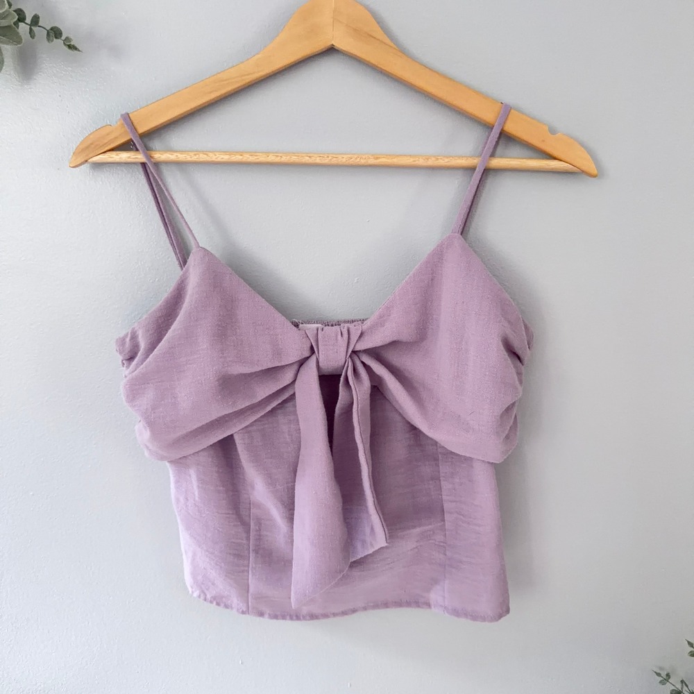 Sienna Sky Lavender Purple Smocked Back Front Tie Crop Top RT7459 Mens M